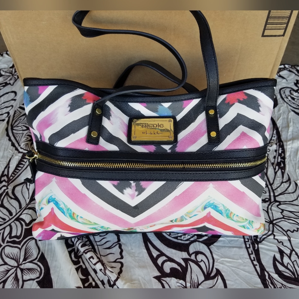 Nicole Miller Multicolor Chevron Women's Bag PVC